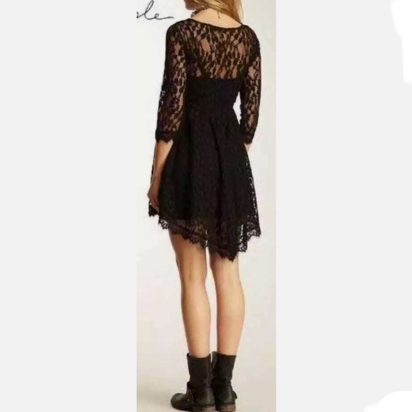 Free People Black Lace mini skater style dress - Picture 4 of 11